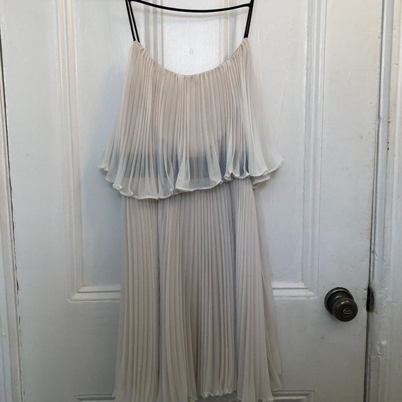 ABS Cream Color Tiered Mini Party Dress - Picture 2 of 6